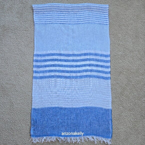 Mario Romano Capri Accessories - Mario Romano Capri Linen Scarf Italy Italian Blue Stripe